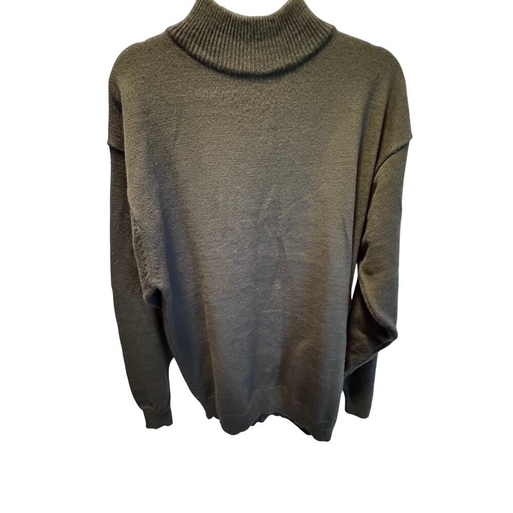 Vintage DALE Mens XL Mock Neck Sweater Dark Grey Knit Long Sleeve Pullover Thick
